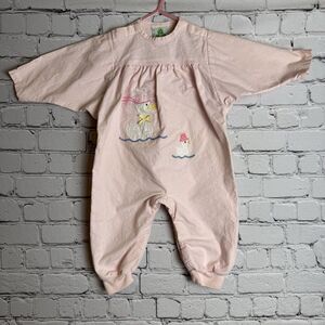 VTG Tadpoles by Frog Pond Romper One Piece Cotton Pink Mama Baby Duck 6 Mos 1984